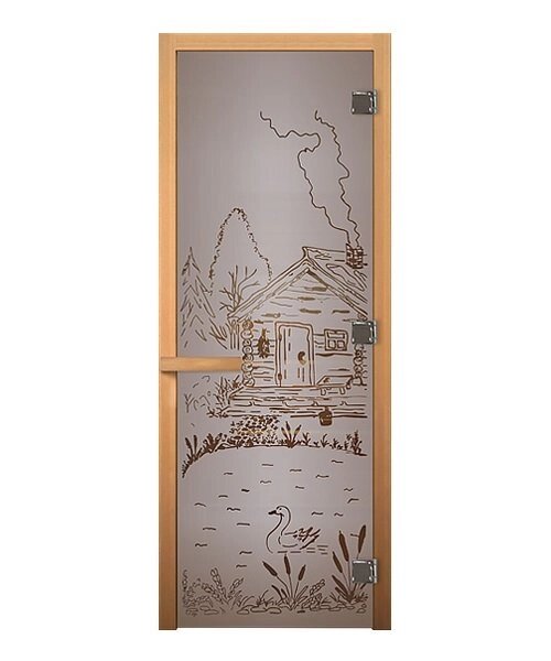 Дверь стеклянная Сатин Матовая Банька 1900х700мм (8мм) правая от компании Интернет-магазин «Hutki. by» - фото 1