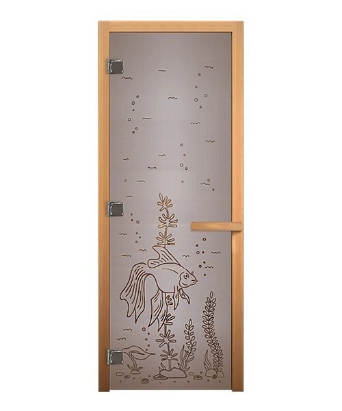 Дверь стеклянная Сатин Матовая Рыбка 1900х700мм (8мм) правая от компании Интернет-магазин «Hutki. by» - фото 1