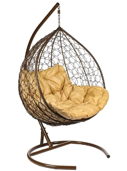 Двухместное подвесное кресло Double коричневый подушка бежевый от компании Интернет-магазин «Hutki. by» - фото 1