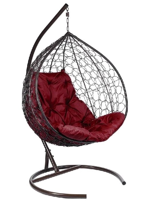 Двухместное подвесное кресло Double коричневый подушка бордовый от компании Интернет-магазин «Hutki. by» - фото 1