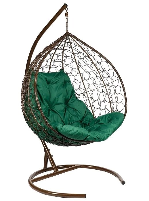 Двухместное подвесное кресло Double коричневый подушка зеленый от компании Интернет-магазин «Hutki. by» - фото 1