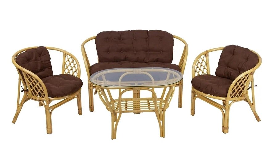 IND Комплект Багама 1 с диваном овальный стол мед подушка коричневая от компании Интернет-магазин «Hutki. by» - фото 1