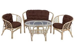IND Комплект Багама 1 с диваном овальный стол натуральный подушка коричневая