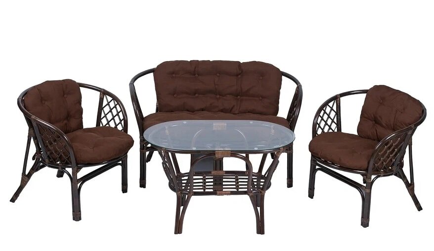 IND Комплект Багама 1 с диваном овальный стол темно-коричневый подушка коричневая от компании Интернет-магазин «Hutki. by» - фото 1