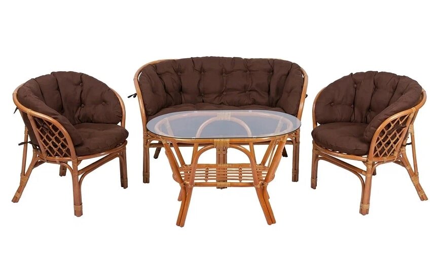 IND Комплект Багама с диваном овальный стол коньяк подушка коричневая от компании Интернет-магазин «Hutki. by» - фото 1