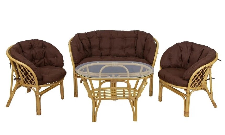 IND Комплект Багама с диваном овальный стол мед подушка коричневая от компании Интернет-магазин «Hutki. by» - фото 1