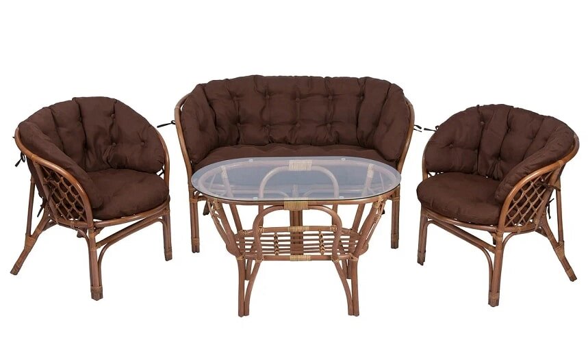 IND Комплект Багама с диваном овальный стол миндаль подушка коричневая от компании Интернет-магазин «Hutki. by» - фото 1