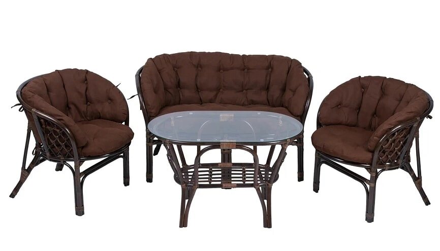 IND Комплект Багама с диваном овальный стол темно-коричневый подушка коричневая от компании Интернет-магазин «Hutki. by» - фото 1