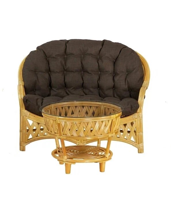 IND Комплект Черчиль диван 2-х местный и столик мед темная подушка от компании Интернет-магазин «Hutki. by» - фото 1