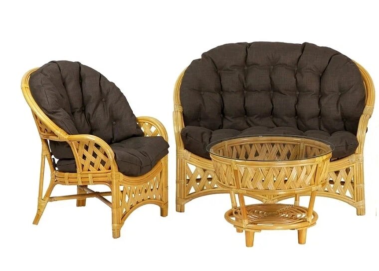IND Комплект Черчиль диван кресло и столик мед темные подушки от компании Интернет-магазин «Hutki. by» - фото 1