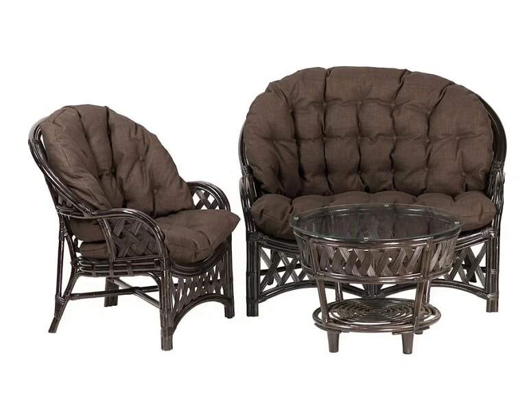 IND Комплект Черчиль диван кресло и столик темно-коричневый темные подушки от компании Интернет-магазин «Hutki. by» - фото 1