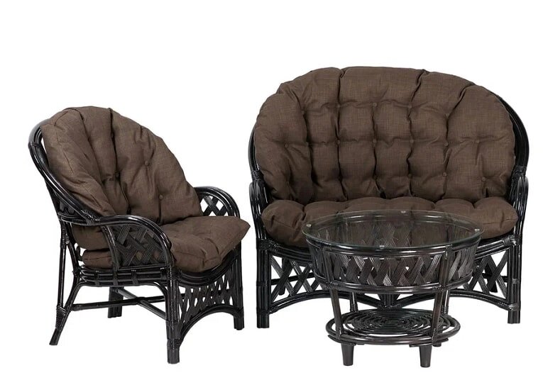IND Комплект Черчиль диван кресло и столик венге темные подушки от компании Интернет-магазин «Hutki. by» - фото 1