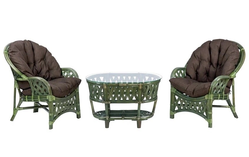 IND Комплект Черчиль дуэт с овальным столом олива темные подушки от компании Интернет-магазин «Hutki. by» - фото 1