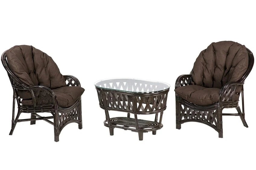 IND Комплект Черчиль дуэт с овальным столом темно-коричневый темные подушки от компании Интернет-магазин «Hutki. by» - фото 1