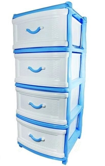 Комод пластиковый Эльфпласт Классика 4с голубой от компании Интернет-магазин «Hutki. by» - фото 1