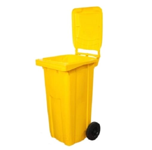 Контейнер для мусора Эдванс 120л с крышкой желтый от компании Интернет-магазин «Hutki. by» - фото 1