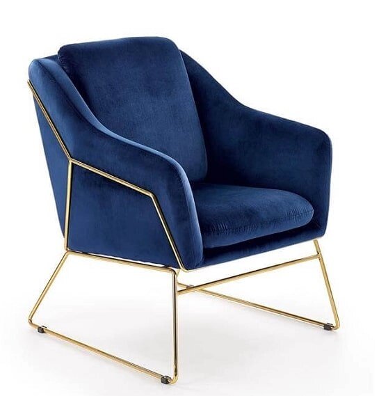 Кресло HALMAR SOFT 3 темно-синий/золотой от компании Интернет-магазин «Hutki. by» - фото 1