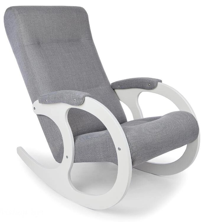 Кресло-качалка Бастион 3 (серое Мемори 15) Белые ноги от компании Интернет-магазин «Hutki. by» - фото 1