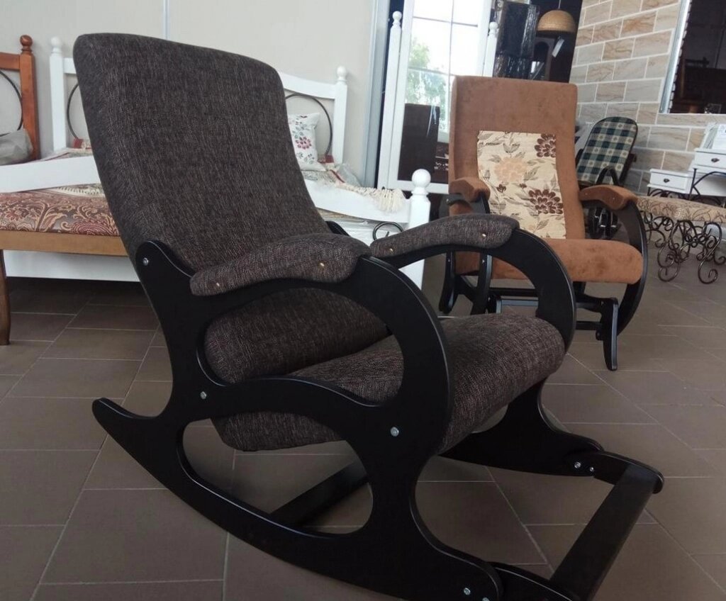 Кресло-качалка Бастион 4-2 с подножкой рогожка (темное рябое) от компании Интернет-магазин «Hutki. by» - фото 1
