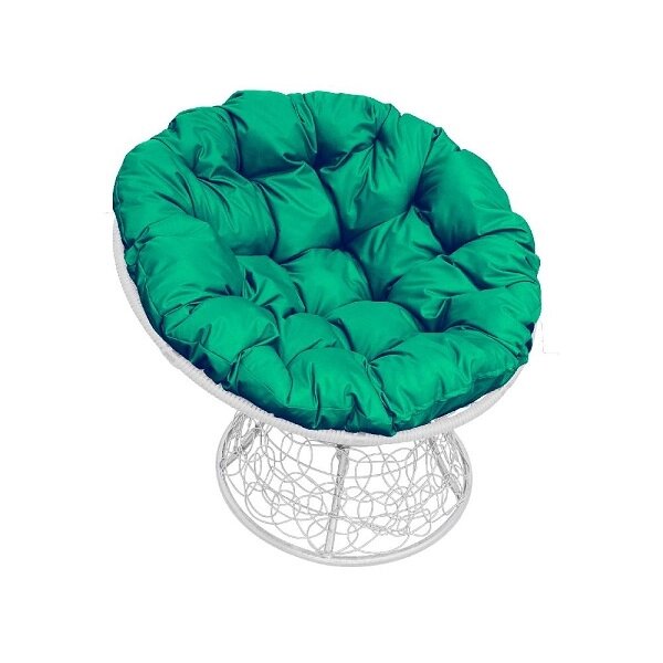 Кресло Papasan белый, цвет подушки зеленый от компании Интернет-магазин «Hutki. by» - фото 1
