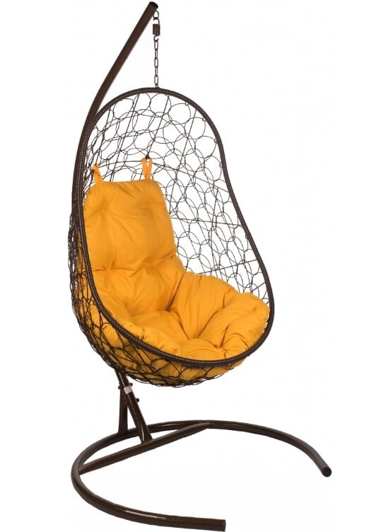 Кресло подвесное BiGarden Easy Brown подушка оранжевая от компании Интернет-магазин «Hutki. by» - фото 1
