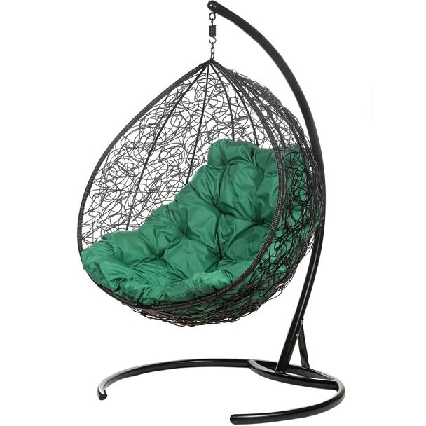 Кресло подвесное BiGarden Gemini Black двойной зеленая подушка от компании Интернет-магазин «Hutki. by» - фото 1