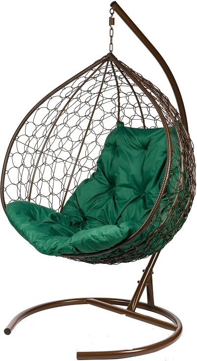 Кресло подвесное BiGarden Gemini Brown двойной зеленая подушка от компании Интернет-магазин «Hutki. by» - фото 1