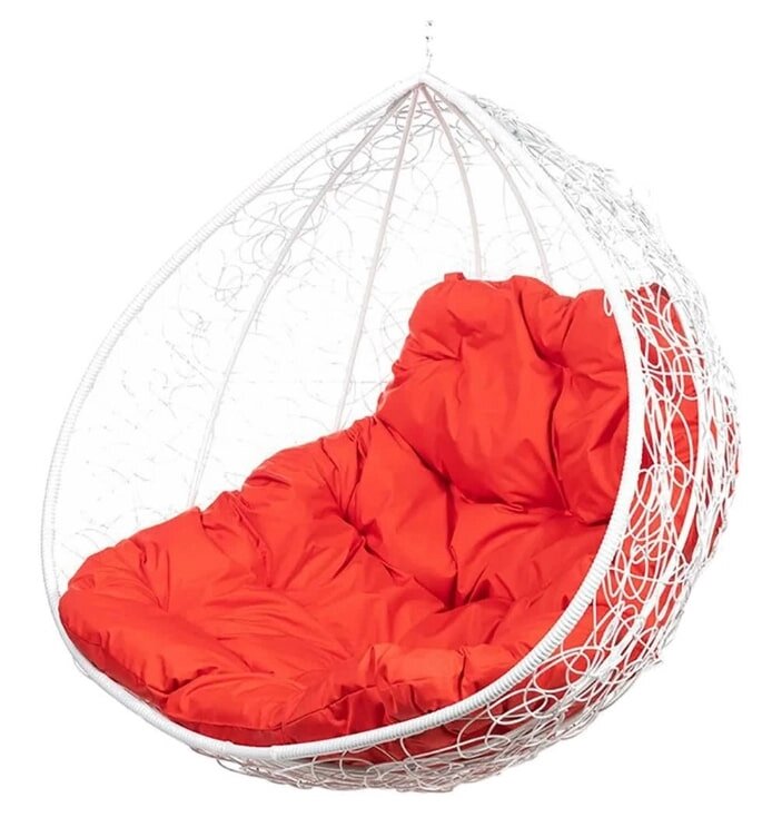 Кресло подвесное BiGarden Gemini White BS без стойки красная подушка от компании Интернет-магазин «Hutki. by» - фото 1