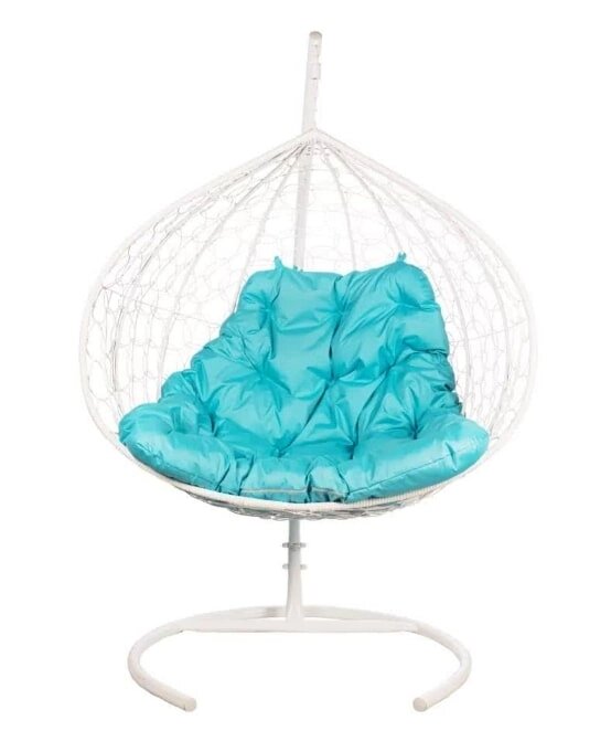 Кресло подвесное BiGarden Gemini White двойной голубая подушка от компании Интернет-магазин «Hutki. by» - фото 1