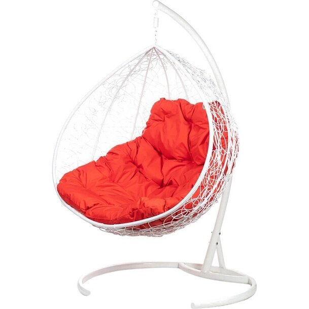 Кресло подвесное BiGarden Gemini White двойной красная подушка от компании Интернет-магазин «Hutki. by» - фото 1
