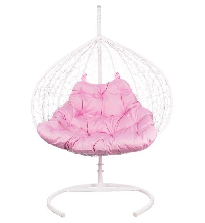 Кресло подвесное BiGarden Gemini White двойной розовая подушка от компании Интернет-магазин «Hutki. by» - фото 1