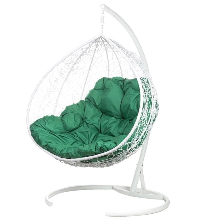 Кресло подвесное BiGarden Gemini White двойной зеленая подушка от компании Интернет-магазин «Hutki. by» - фото 1