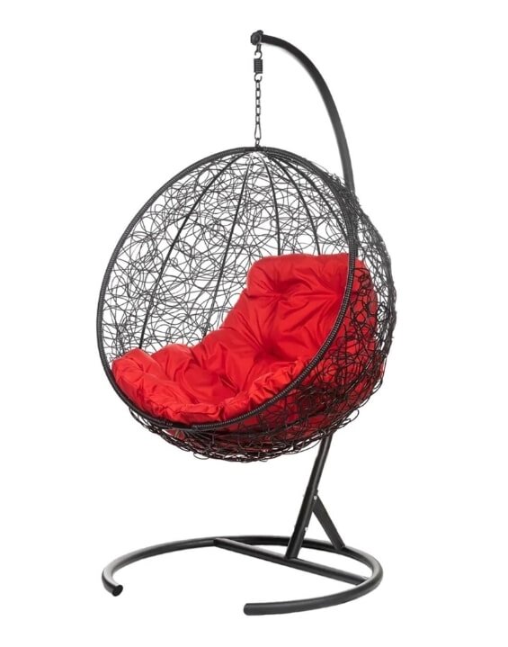 Кресло подвесное BiGarden Kokos Black красная подушка от компании Интернет-магазин «Hutki. by» - фото 1