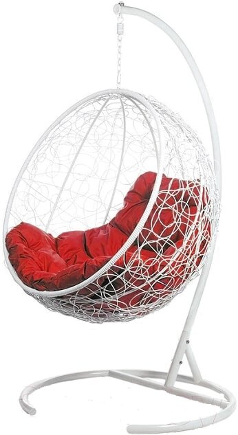 Кресло подвесное BiGarden Kokos White бордовая подушка от компании Интернет-магазин «Hutki. by» - фото 1