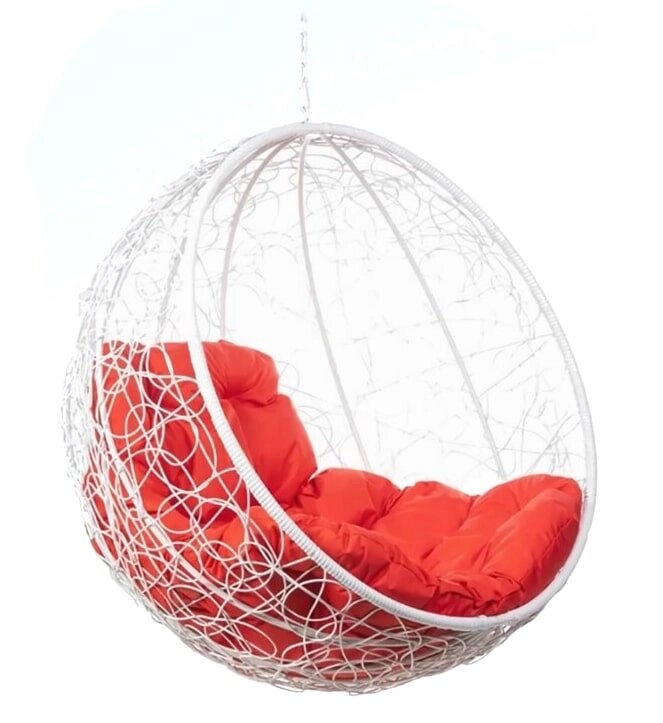 Кресло подвесное BiGarden Kokos White BS без стойки красная подушка от компании Интернет-магазин «Hutki. by» - фото 1