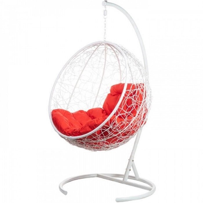 Кресло подвесное BiGarden Kokos White красная подушка от компании Интернет-магазин «Hutki. by» - фото 1