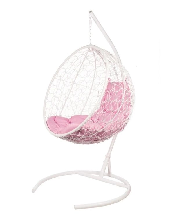 Кресло подвесное BiGarden Kokos White розовая подушка от компании Интернет-магазин «Hutki. by» - фото 1