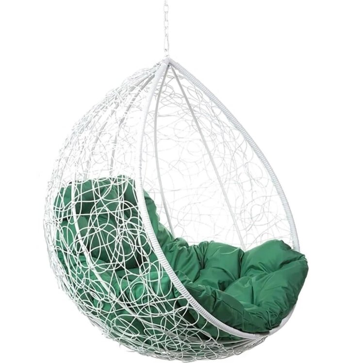 Кресло подвесное BiGarden Tropica White BS без стойки зеленая подушка от компании Интернет-магазин «Hutki. by» - фото 1