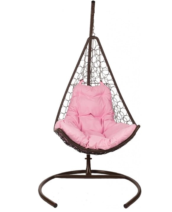 Кресло подвесное BiGarden Wind Brown подушка розовая от компании Интернет-магазин «Hutki. by» - фото 1