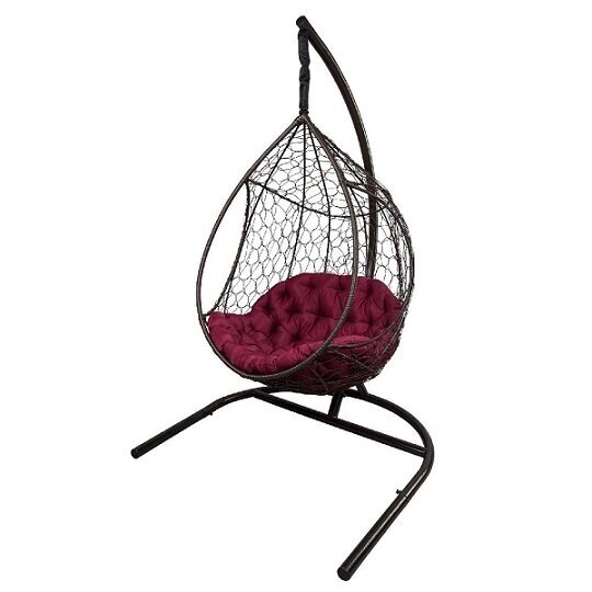Кресло подвесное СИРИУС темно-коричневый подушка–бордовый от компании Интернет-магазин «Hutki. by» - фото 1