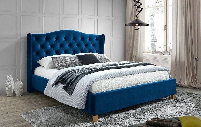 Кровать SIGNAL ASPEN VELVET синий 160 от компании Интернет-магазин «Hutki. by» - фото 1