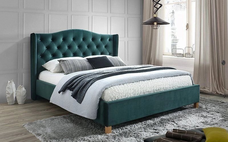 Кровать SIGNAL ASPEN VELVET зеленый 160 от компании Интернет-магазин «Hutki. by» - фото 1