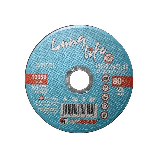 Круг отрезной 125х1.0x22.2 мм для металла Long Life LUGAABRASIV от компании Интернет-магазин «Hutki. by» - фото 1
