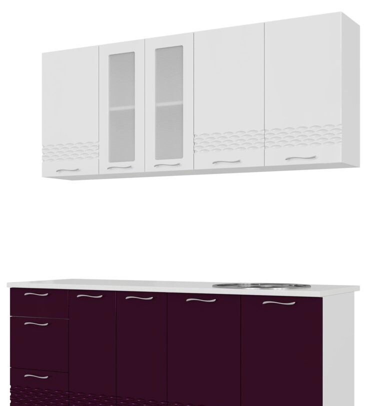 Кухонный гарнитур SV-мебель Волна (1,8 м) 720 Белый глянец/Баклажан/Корпус белый от компании Интернет-магазин «Hutki. by» - фото 1