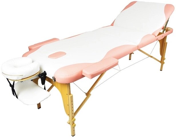 Массажный стол 70 см складной 3-с деревянный бело-розовый ##от компании## Интернет-магазин «Hutki. by» - ##фото## 1