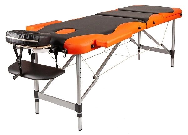 Массажный стол  складной 60 см 3-с алюминиевый черно-оранжевый от компании Интернет-магазин «Hutki. by» - фото 1