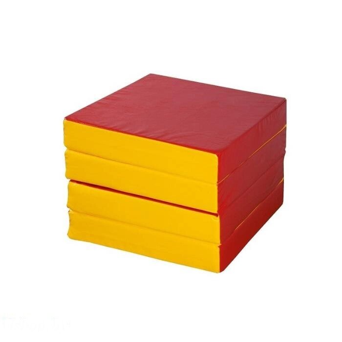 Мат № 11 (100 х 100 х 10) КМС складной 4 сложения красно-жёлтый от компании Интернет-магазин «Hutki. by» - фото 1