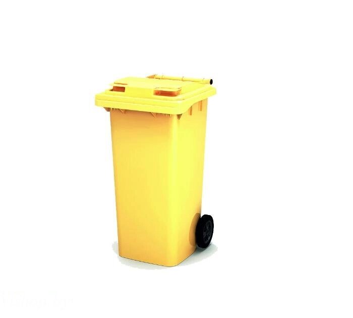 Мусорный контейнер 120 л (желтый) от компании Интернет-магазин «Hutki. by» - фото 1