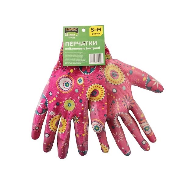 Перчатки нейлон, нитриловое покрытие, розовые STARTUL GARDEN (садовые) от компании Интернет-магазин «Hutki. by» - фото 1
