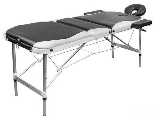 Складной 3-х секционный алюминиевый массажный стол RS Body. Fit, чёрно-белый - наличие